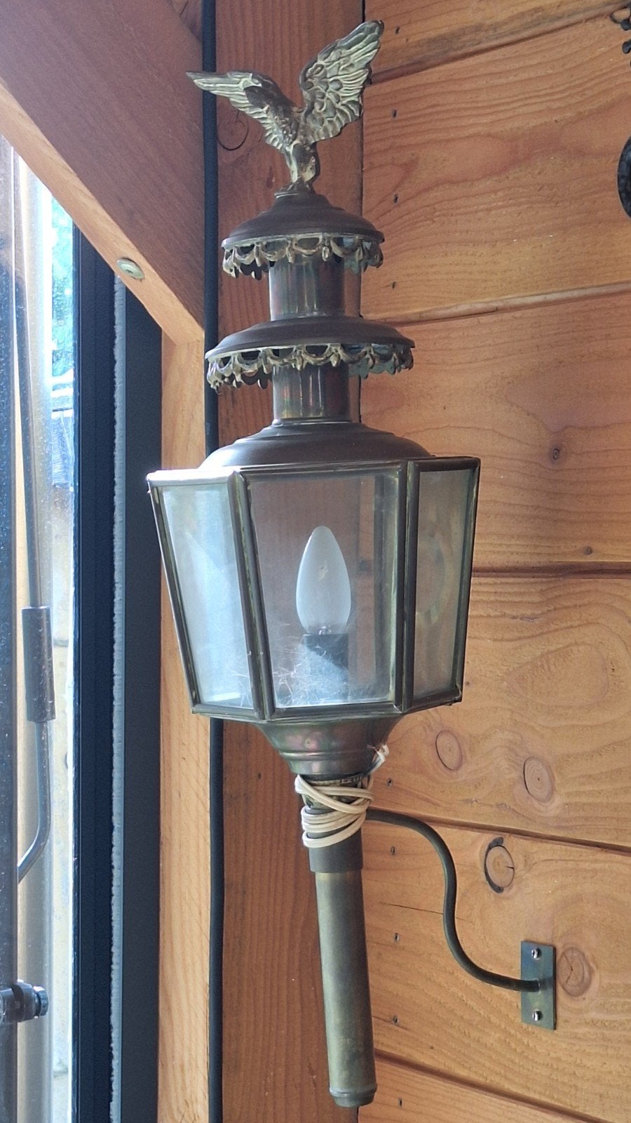 Mooie messing lamp met adelaar decoratie, Ophalen of Verzenden