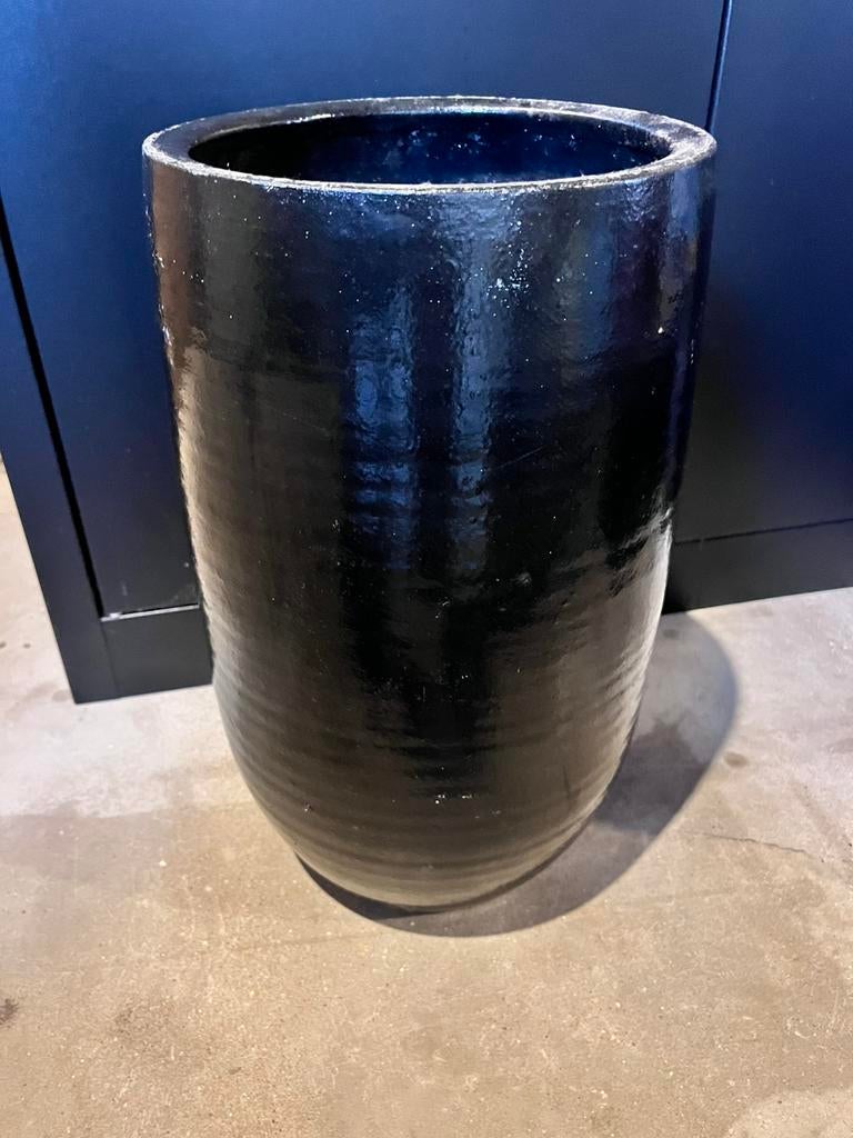 Grote zwarte bloempot, Ophalen, Rond, Zo goed als nieuw, Minder dan 40 cm