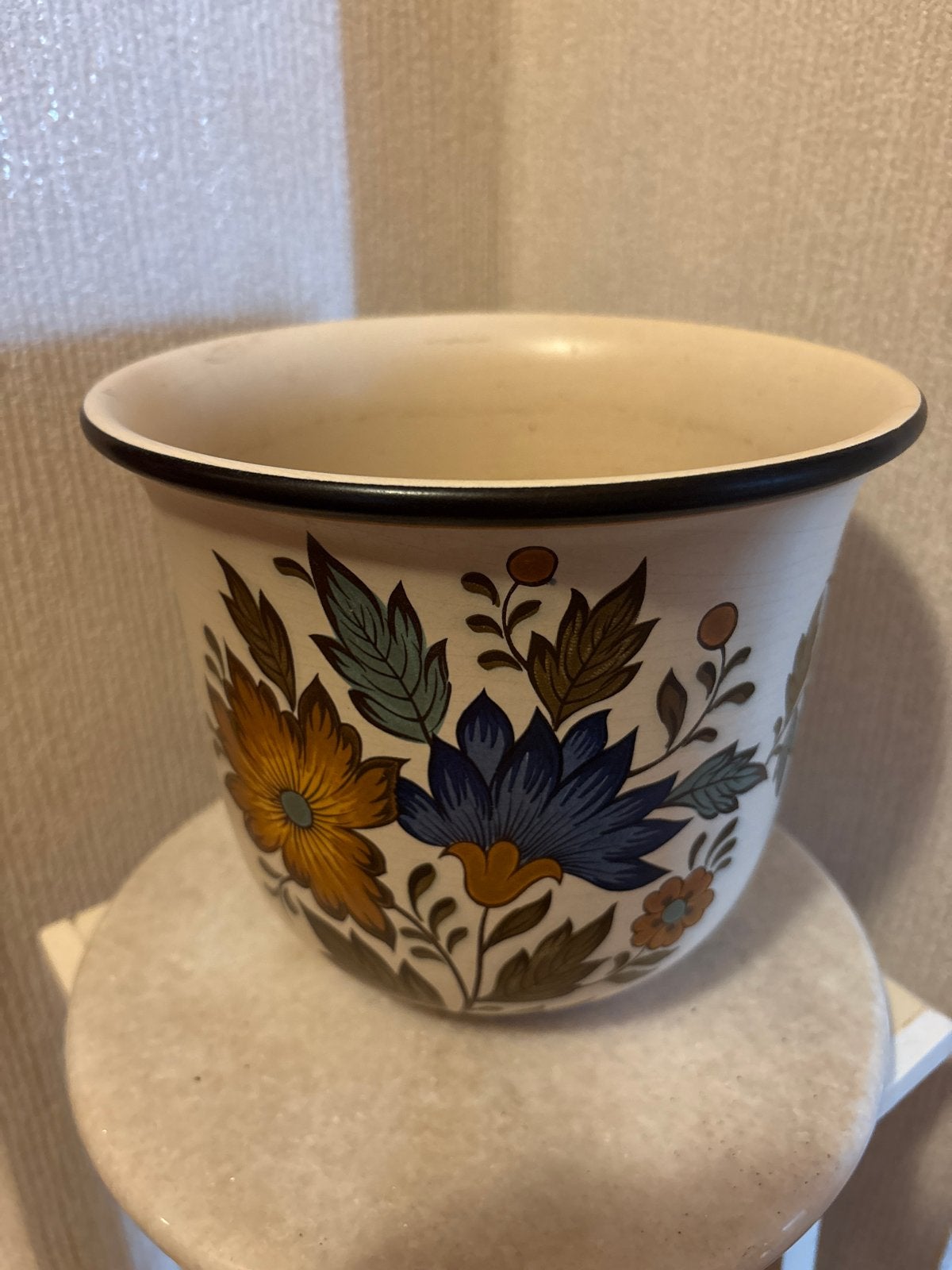 Vintage Flora Gouda Pijpaarde Bloempot Handwerk, Ophalen of Verzenden