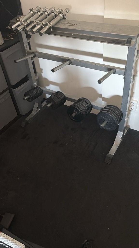 Dumbbell rek inclusief halters en gewichten, Ophalen, Gebruikt, Halterset