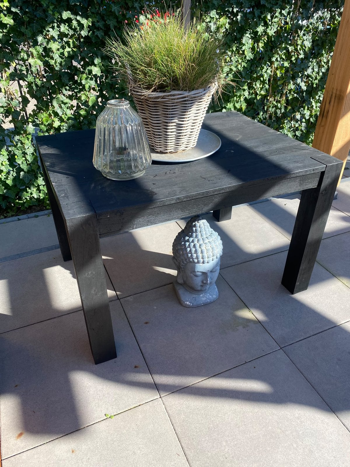 Teak houten tuin tafel 90/120, Ophalen, Zo goed als nieuw, Hout