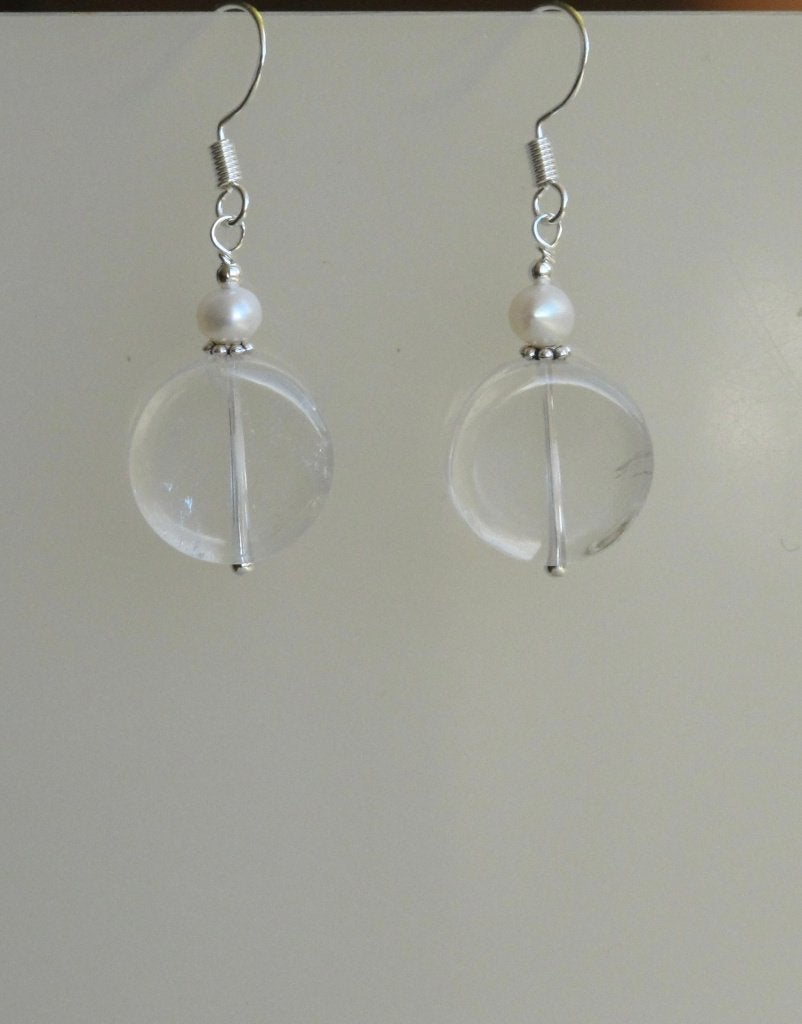 Schitterende oorbellen met Bergkristal en Parel, Sieraden, Tassen en Uiterlijk, Oorbellen, Hangers, Verzenden, Wit, Nieuw