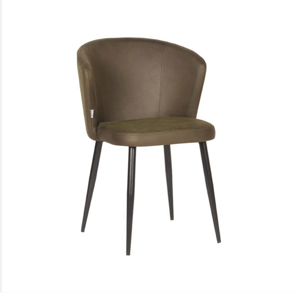 Fauteuils label51 set van 4 legergroen nieuw te koop, Ophalen, Minder dan 75 cm, Leer, Nieuw