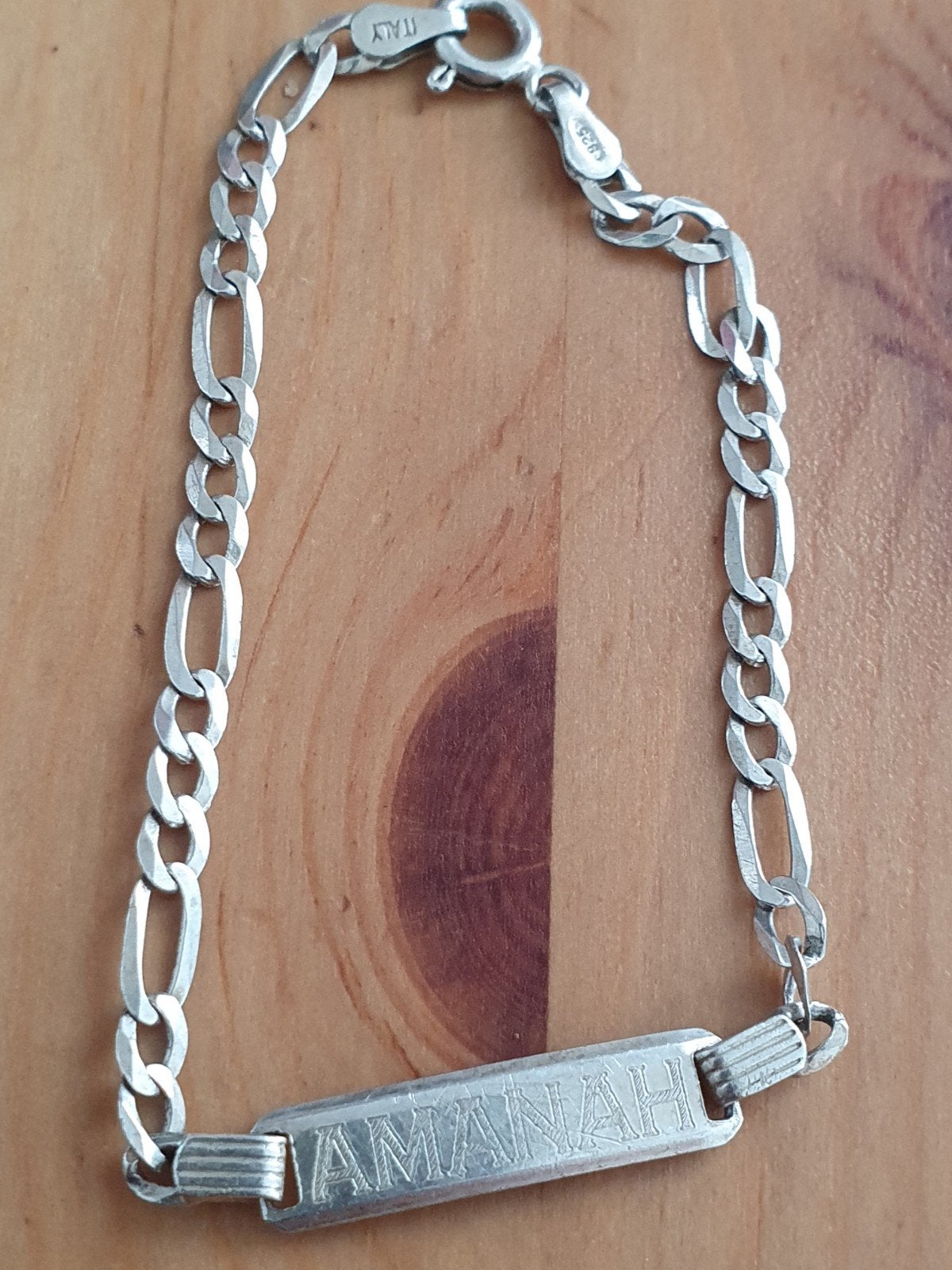 Zilveren Armband met Naamplaatje - 925 Zilver, Ophalen of Verzenden, Gebruikt, Zilver, Zilver