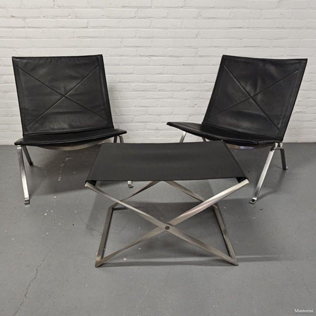 3-delig salonset Poul Kjærholm - Fritz Hansen PK22 en PK91, Ophalen, Gebruikt, Hansen, 75 tot 100 cm