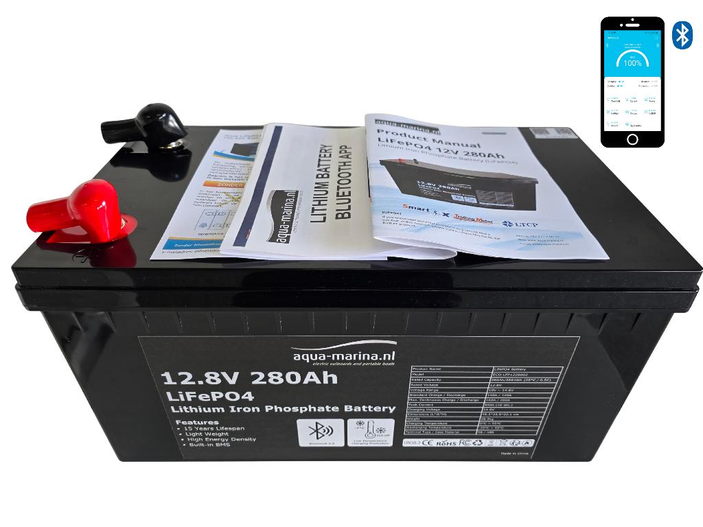 Aqua Marina Lithium LiFePO4 12V 280Ah accu met Bluetooth, Info@aqua-marina.nl, Hoornseweg 17-03, 1775 RB  MIDDENMEER, Aqua-Marina.NL