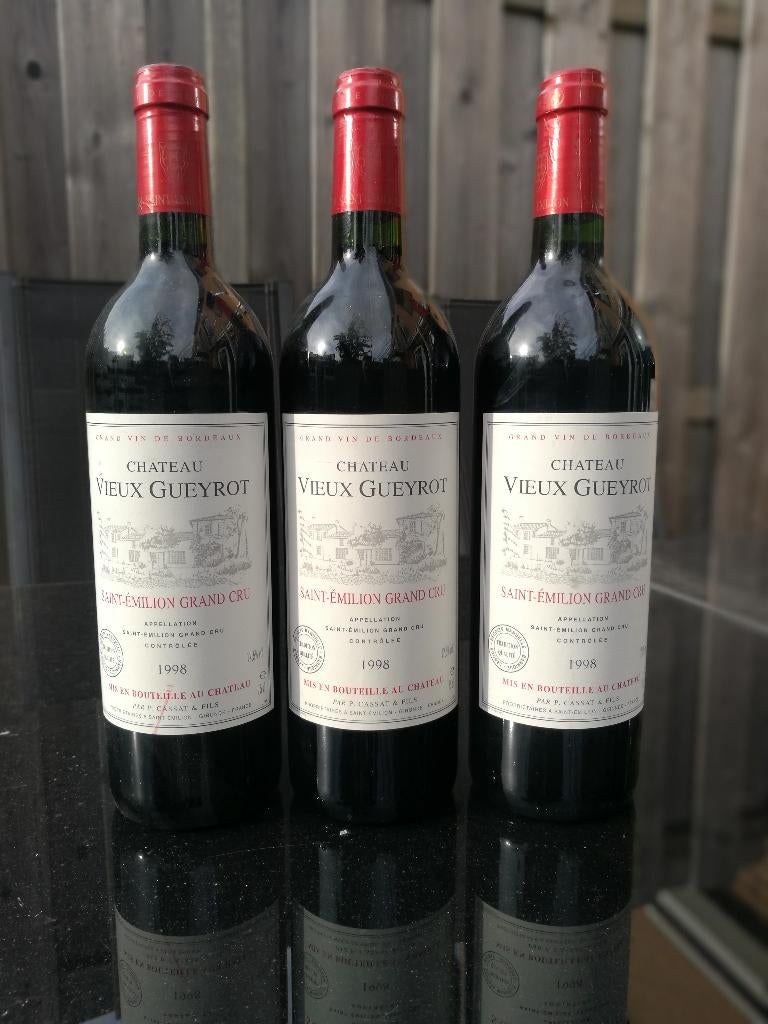 3 x Grand Vin Chateau Vieux Gueyrot Grand Cru 1998, Verzamelen, Wijnen, Frankrijk, Nieuw, Ophalen of Verzenden, Rode wijn