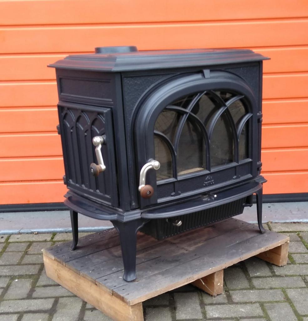 demo houtkachel Jotul f 500 cb blue black emaille 9 kW, Huis en Inrichting, Kachels, Houtkachel, Ophalen of Verzenden, Zo goed als nieuw