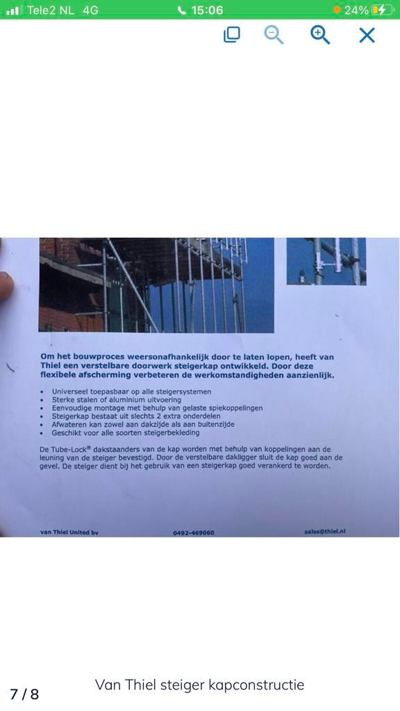 Kapconstructies , steiger overkapping , van thiel ,, Doe-het-zelf en Verbouw, Steigers, Ophalen of Verzenden, Zo goed als nieuw