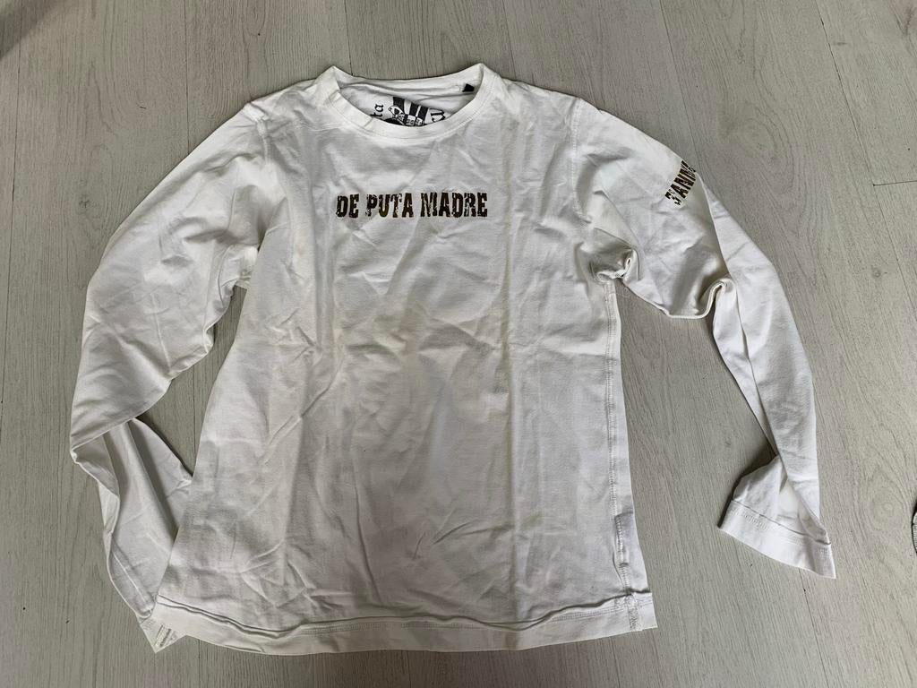 Wit shirt met lange mouwen - Maat M, Kleding | Heren, T-shirts, Ophalen of Verzenden, Zo goed als nieuw, Maat 48/50 (M), Wit