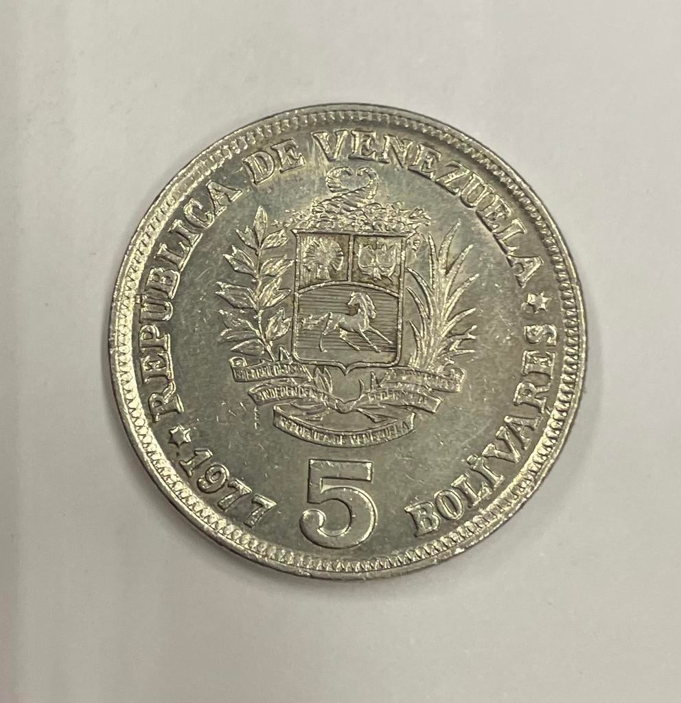 5 bolivares Venezuela 1977, Ophalen of Verzenden, Zuid-Amerika