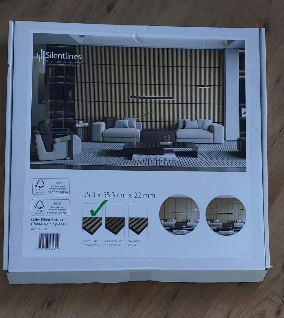 1 stuks akoestisch wandtegel 55.3x55.3x22mm licht eiken, Doe-het-zelf en Verbouw, Kozijnen en Schuifpuien, Ophalen, Minder dan 75 cm