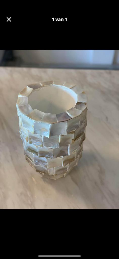 Nieuw! Schelpenvaas, Huis en Inrichting, Ophalen of Verzenden, Zo goed als nieuw, Overige materialen, Minder dan 25 cm