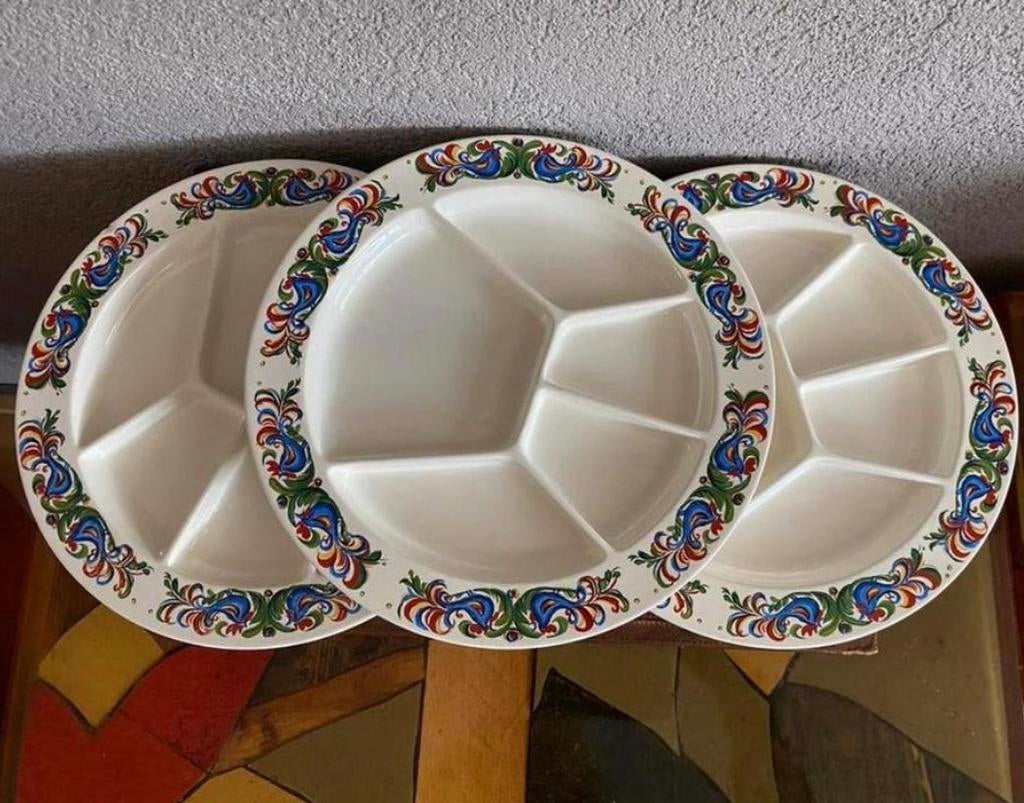 Villeroy & Boch Septfontaine fondueborden - Vintage '70, Gebruikt, Ophalen of Verzenden, Bord(en), Overige stijlen