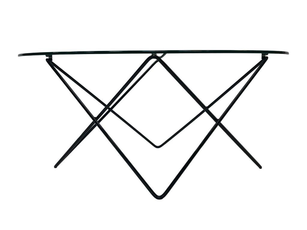 Vintage salontafel  met stalen draadframe jaren 70 glas, Ophalen, Gebruikt, 100 tot 150 cm, Vintage Salontafel