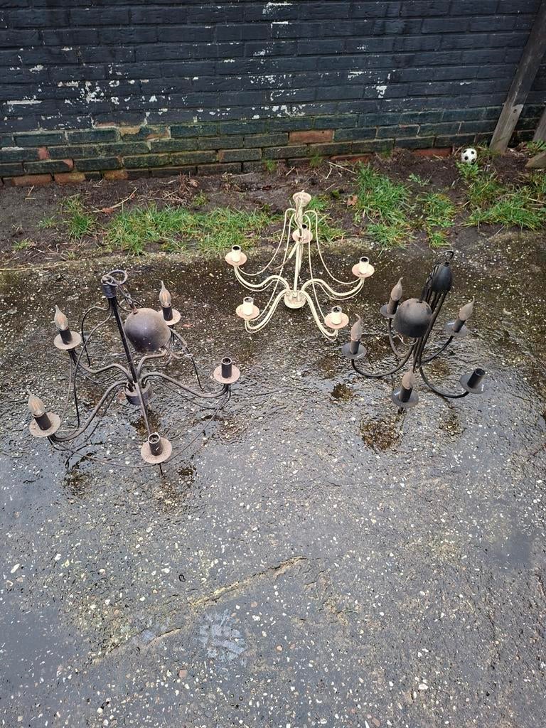 3x kroonluchter, Ophalen, Gebruikt, Metaal, Minder dan 50 cm