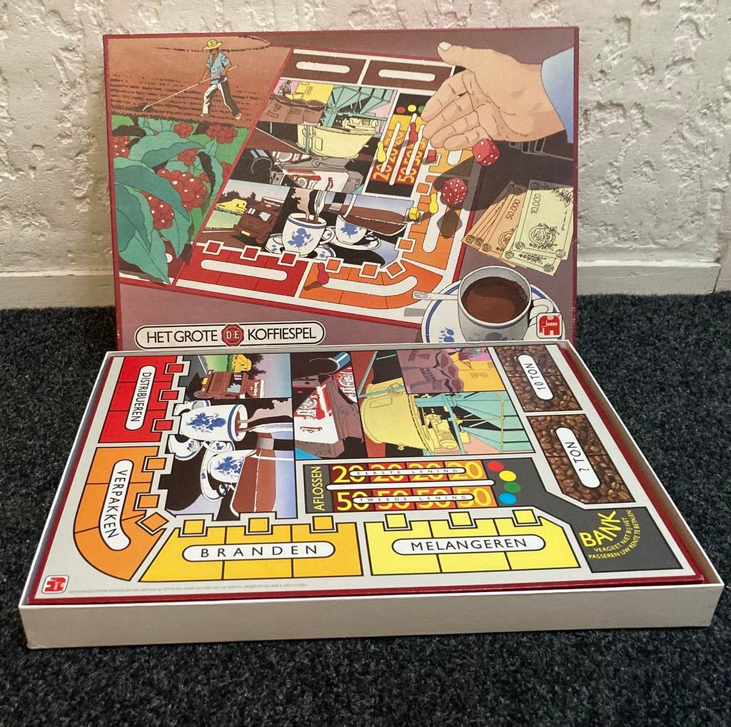 Het grote DE koffiespel, Hobby en Vrije tijd, Gezelschapsspellen | Bordspellen, Ophalen of Verzenden, Zo goed als nieuw