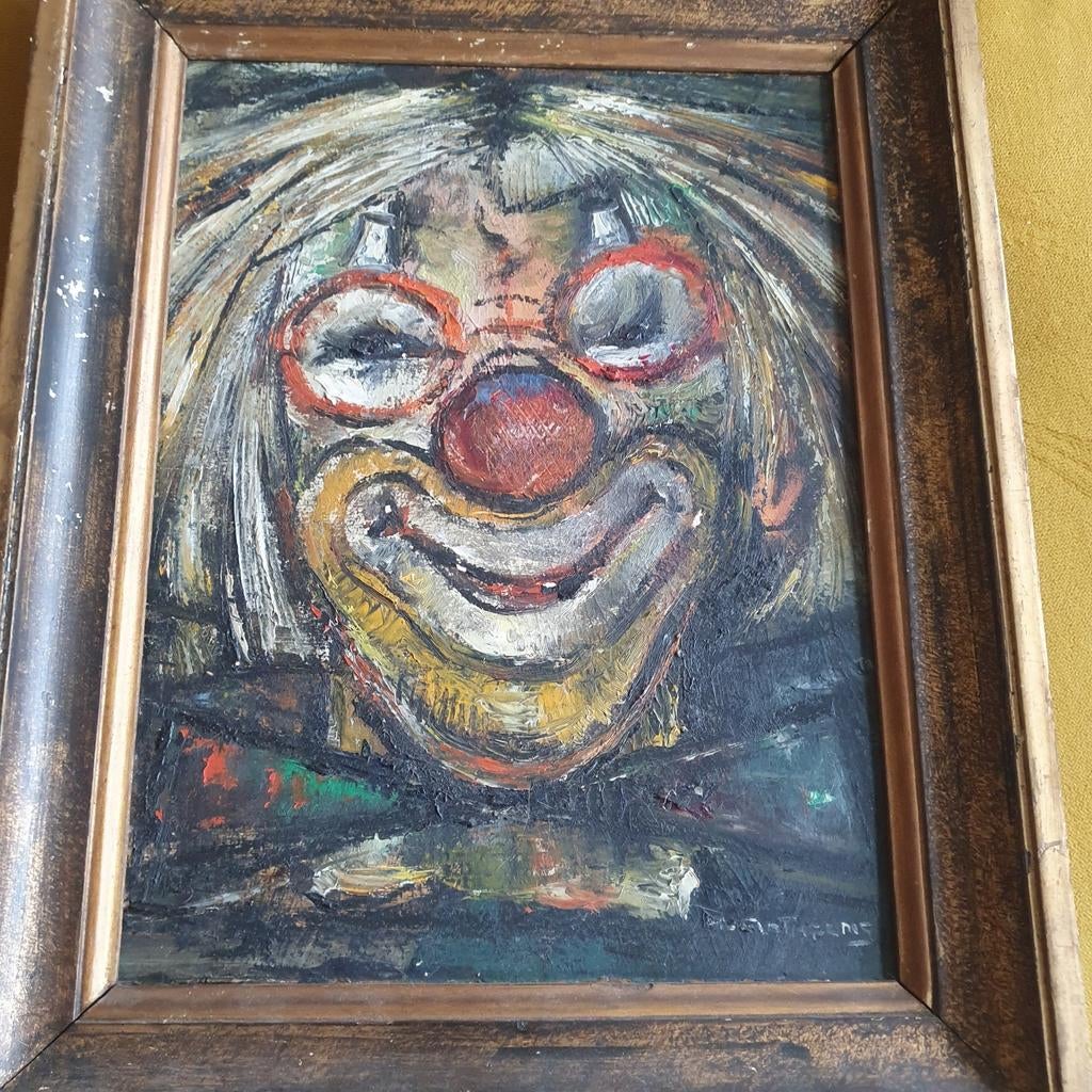 H ( Harry) Antheunis. Midcentury schilderij van een clown., Ophalen of Verzenden