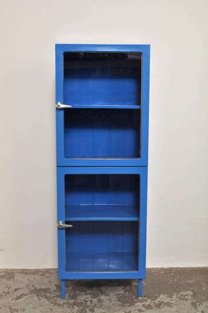 Vintage apothekerskast medicijnkast vitrinekast kast 2-deurs, Gebruikt, 150 tot 200 cm, 25 tot 50 cm, 50 tot 100 cm