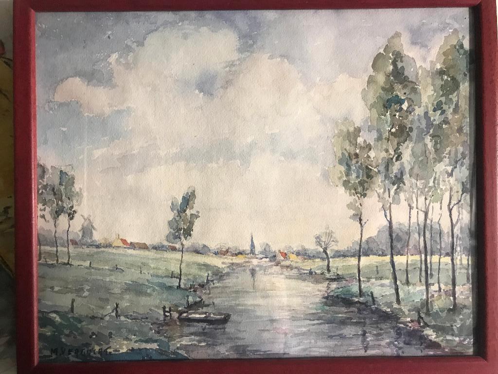 aquatel landschap vaart boot, Ophalen of Verzenden