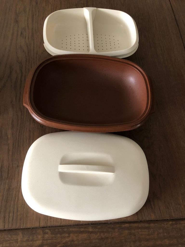 Vintage Tupperware Serveerwonder met Deksel en Inzet, Ophalen of Verzenden, Gebruikt