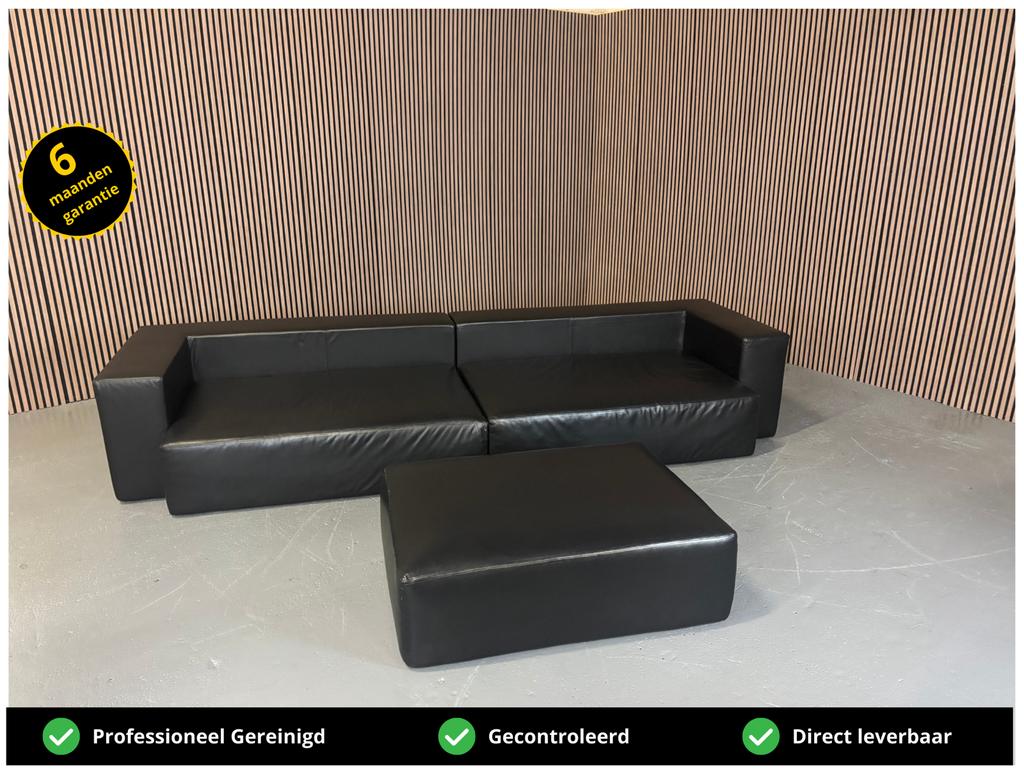 GRATIS LEVERING Jencikova Design Bank Leer Zwart 350x115, 100 tot 125 cm, 300 cm of meer, Leer, Ophalen of Verzenden