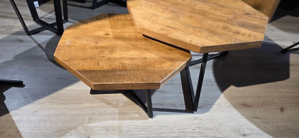 Foto 2 van Salontafel set van 2 stuks – Naturel of Zwart Showmodel