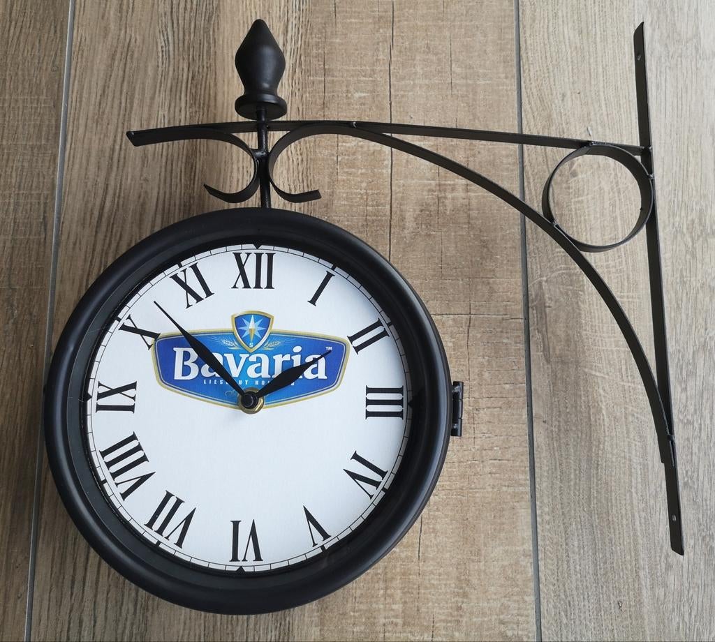 Dubbelzijdige BAVARIA stationsklok, Verzamelen, Biermerken, Nieuw, Reclamebord, Plaat of Schild, Bavaria, Ophalen of Verzenden