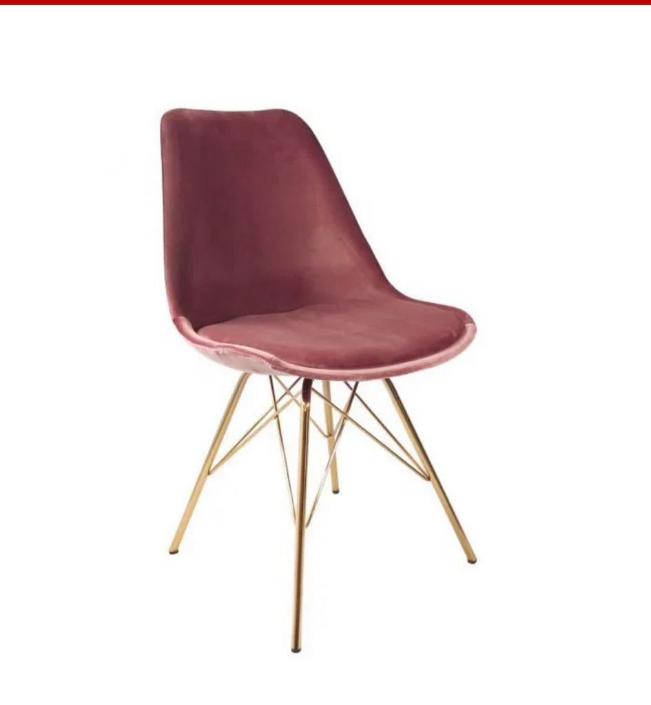 Kick Kuipstoel Velvet Roze gouden poten 1 x, Huis en Inrichting, Stoelen, Ophalen of Verzenden, Zo goed als nieuw, Rood, Eén