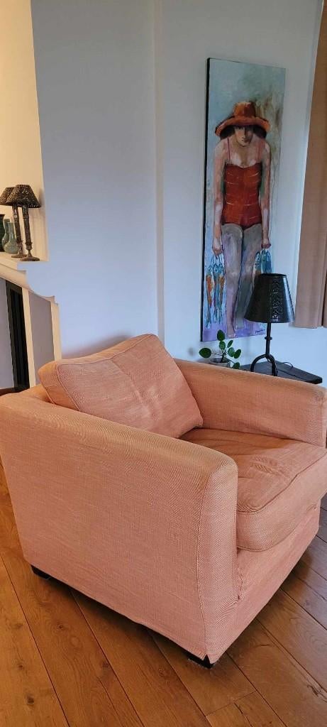 Linteloo Happy Living fauteuil koraal, Ophalen, Gebruikt, 75 tot 100 cm, 50 tot 75 cm