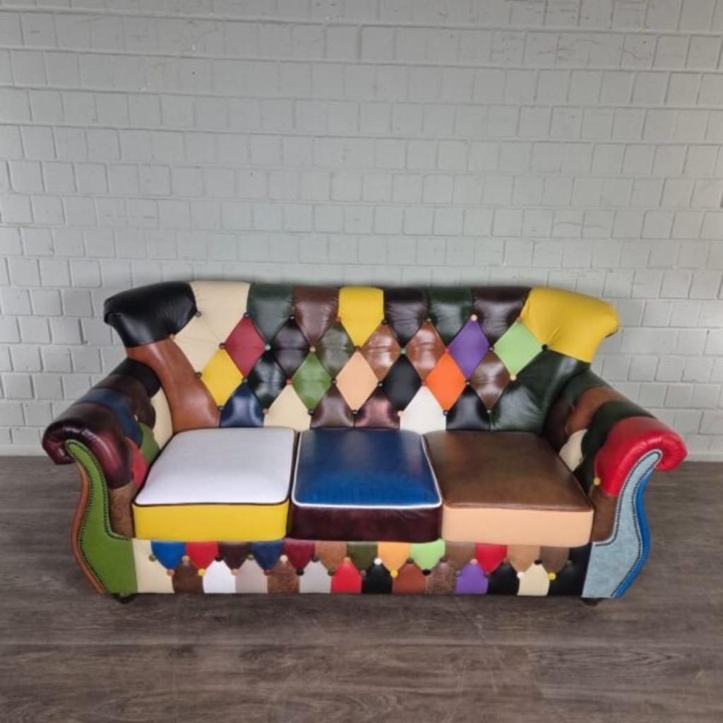 26009 Chesterfield Bank Leder Model Carnaval 1,90 m, Huis en Inrichting, Banken | Bankstellen, Ophalen, 150 tot 200 cm, Chesterfield
