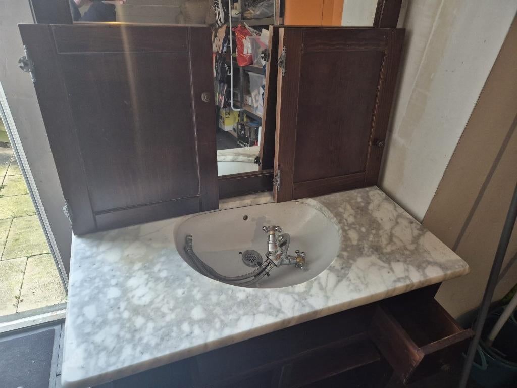 Rustic bathroom furniture & mirrors with tulips, Ophalen, Gebruikt, Met lade(s), Rustic