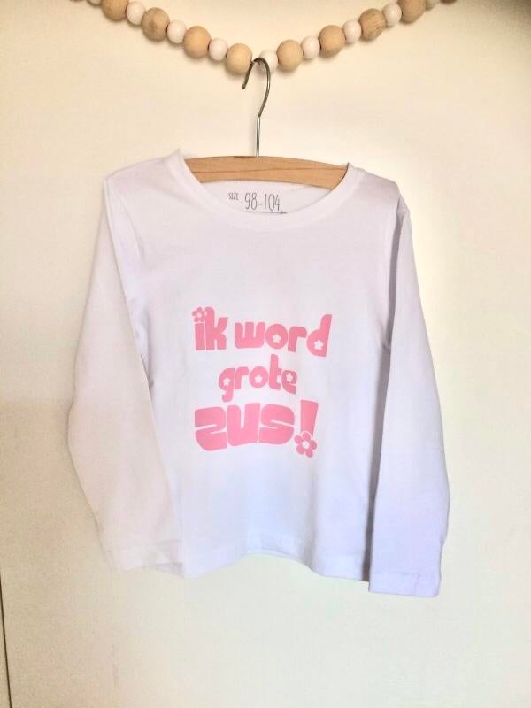 Shirtje Ik Word Grote Zus - Maat 98-104, Kinderen en Baby's, 6921wx, 29, Mijnwonder, Nieuw, Ophalen of Verzenden