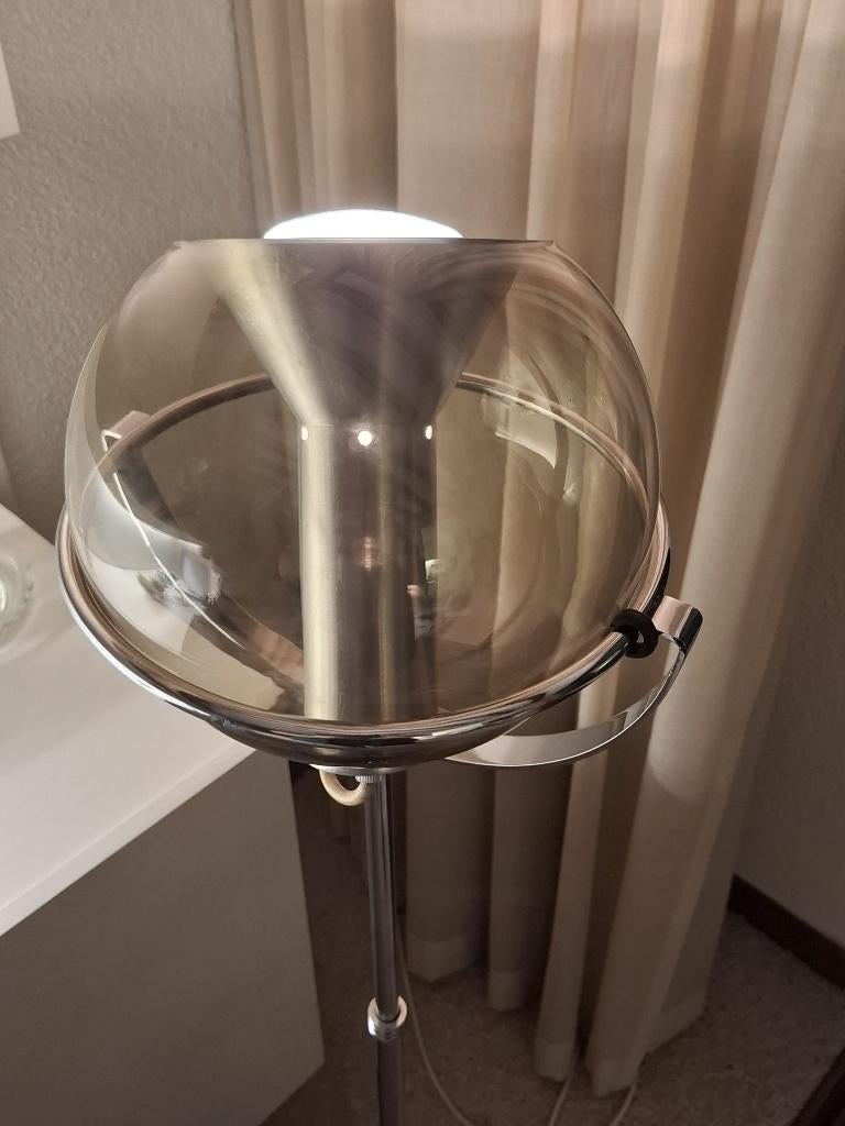 Raak Globe Vloerlamp, Ontwerp Frank Ligtelijn, Ophalen, Glas, 150 tot 200 cm, Jaren 60, vintage, mid-century modern design