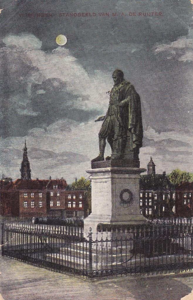 Vlissingen. Stansbeeld van M.A,. de Ruijter. (1908), Ophalen of Verzenden, Voor 1920, Gelopen, Zeeland