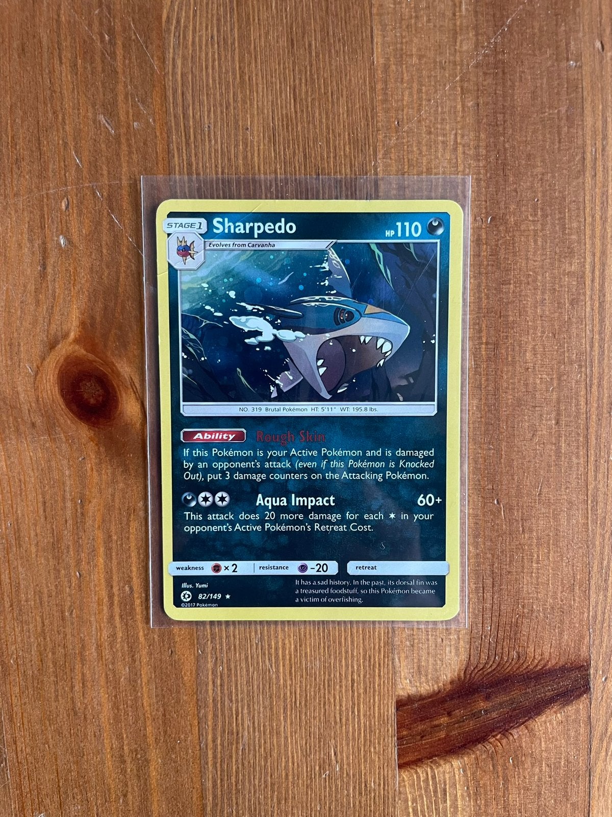 Sharpedo holo 82/149 Sun & Moon - HP, Ophalen of Verzenden, Gebruikt, Losse kaart, Foil