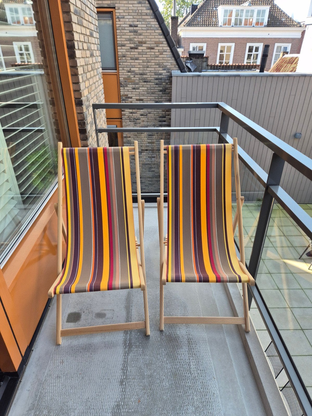 2 strandstoelen Saint Laurent van Kleurmeester., Ophalen, Zo goed als nieuw, Hout, Inklapbaar
