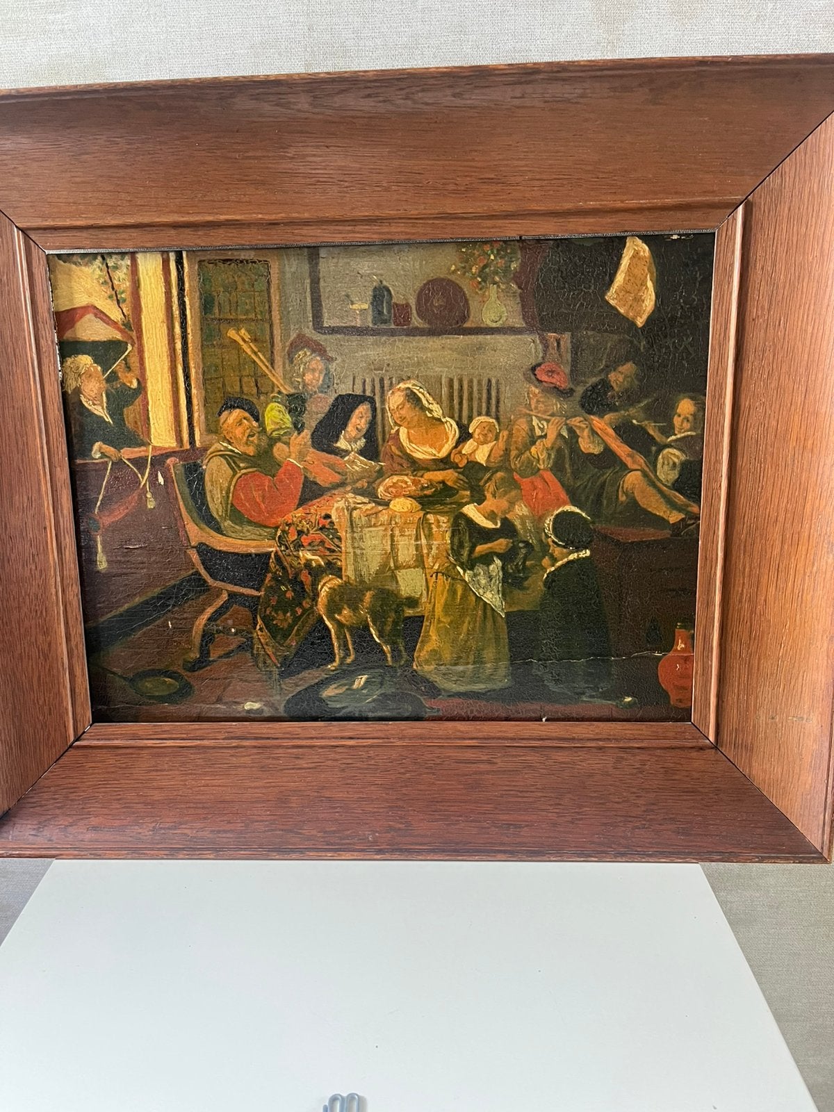 Oud Hollands Schilderij - huishouden van jan steen, Antiek en Kunst, Kunst | Schilderijen | Klassiek, Ophalen of Verzenden