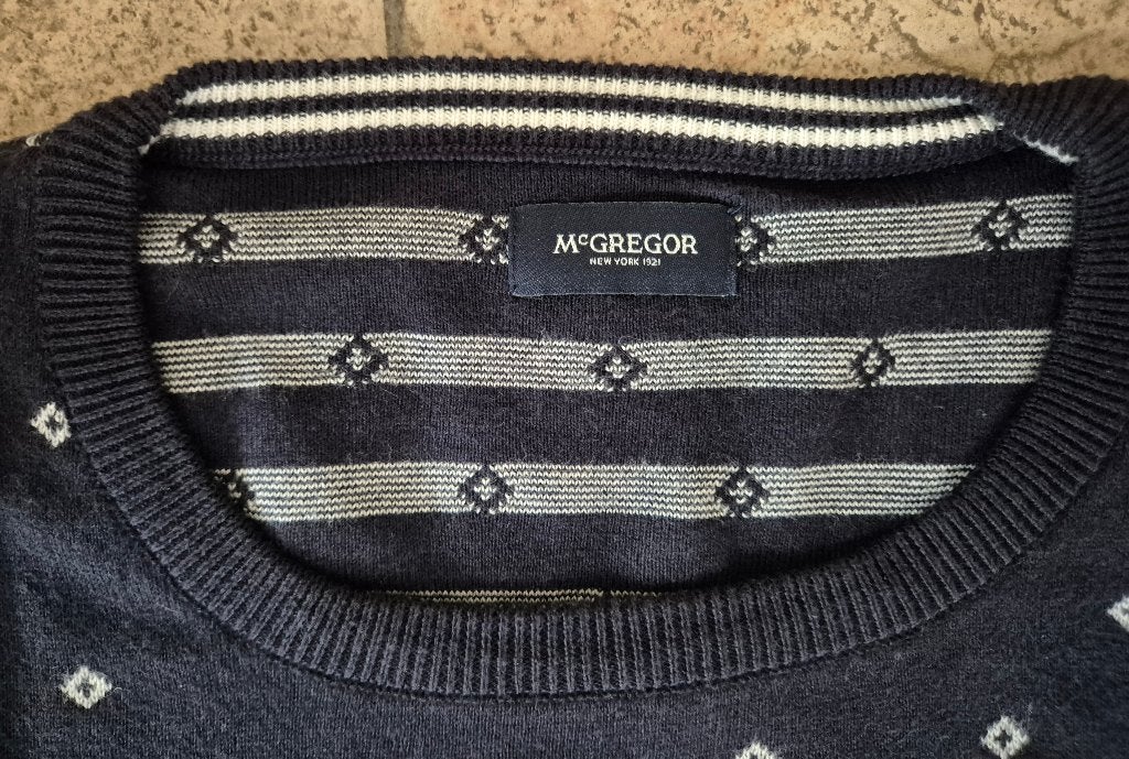 McGregor donkerblauwe trui (wit motief) Maat XL, Kleding | Heren, Truien en Vesten, Overige maten, Zo goed als nieuw, Verzenden
