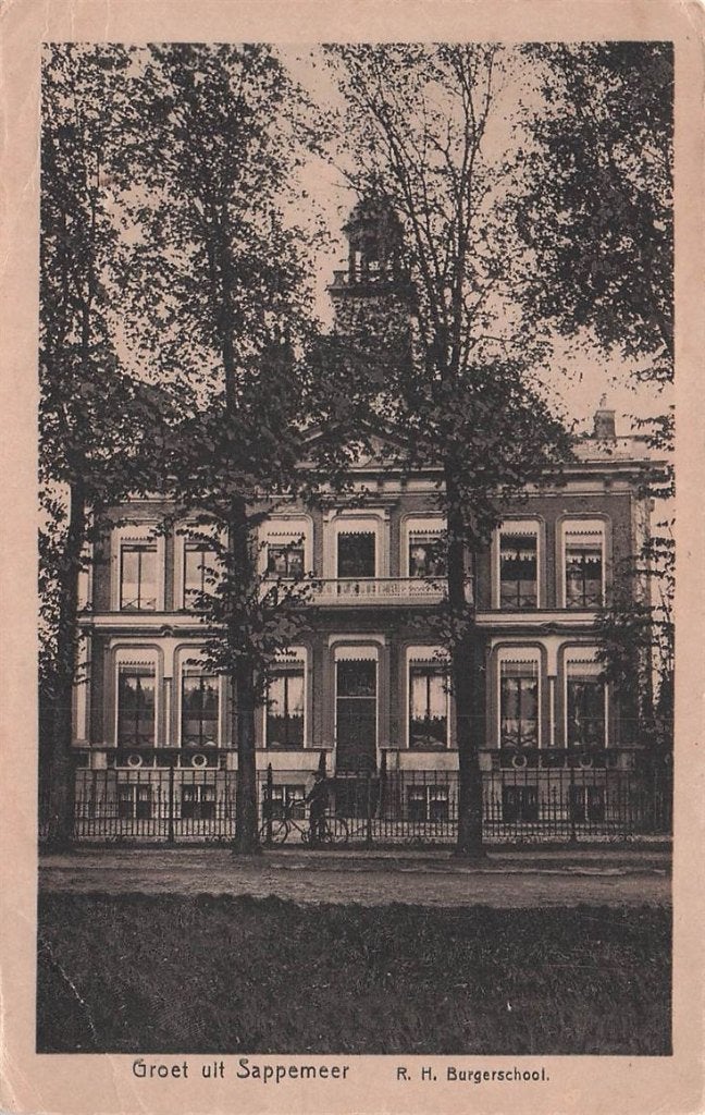 702-273-007 Groet Ult Sappemeer R H Burgerschool, Verzenden, Voor 1920, Groningen