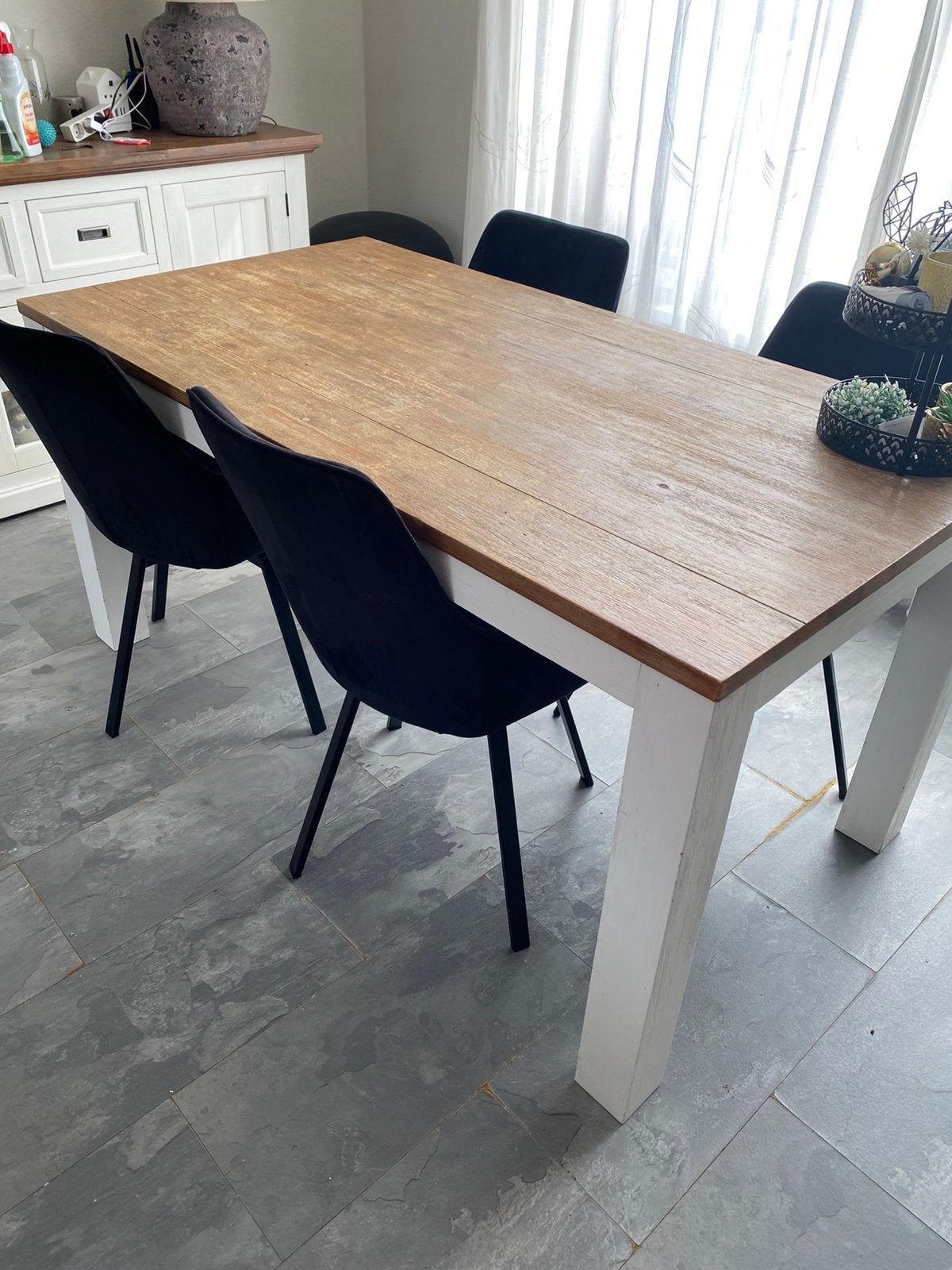 Eet tafel en salontafel., Ophalen, Gebruikt, 50 tot 100 cm, 150 tot 200 cm