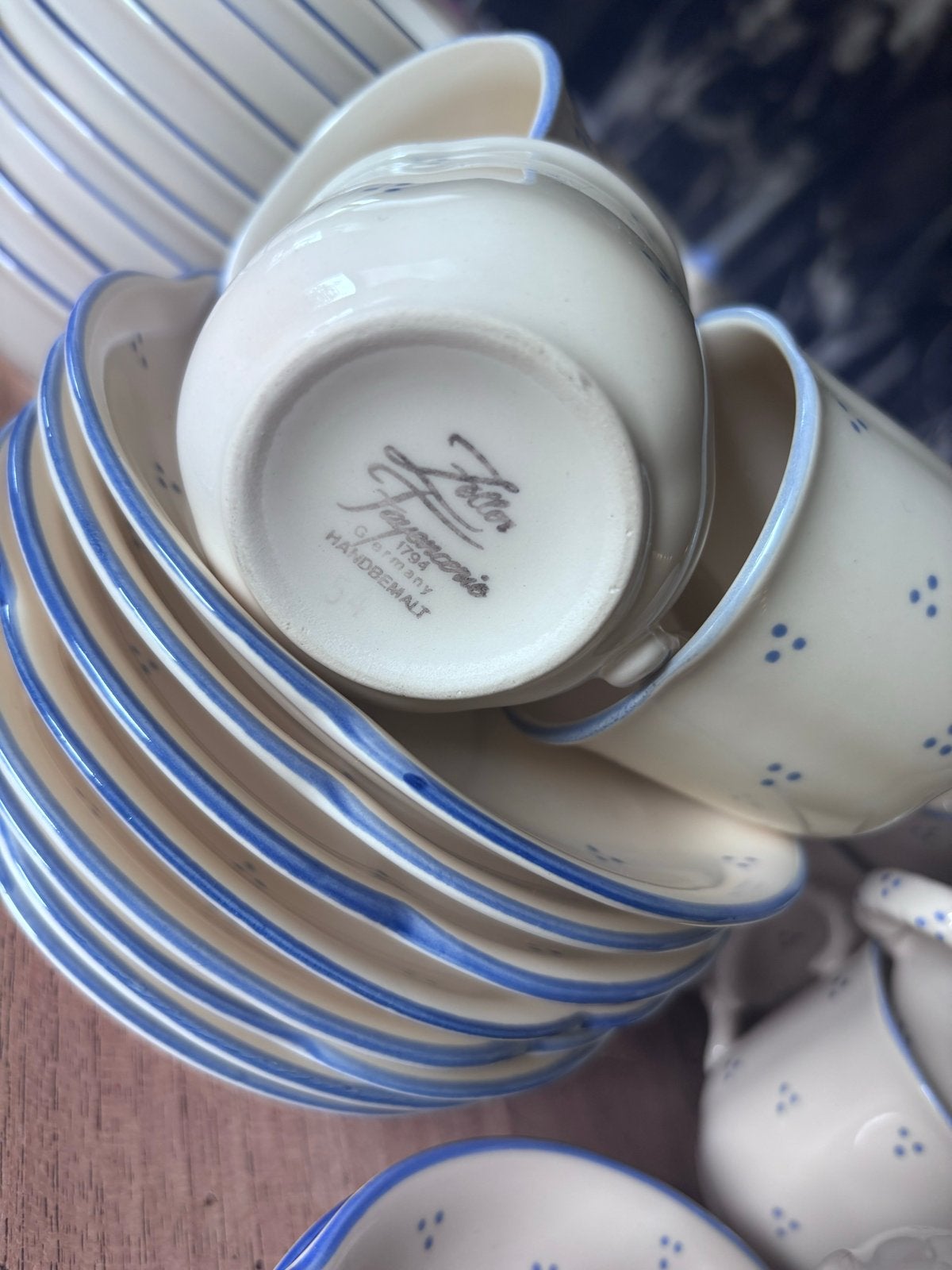 Zeller Fayencerie handgeschilderd servies - nieuwstaat, Huis en Inrichting, Keuken | Servies, Ophalen, Keramiek, Nieuw, Overige stijlen