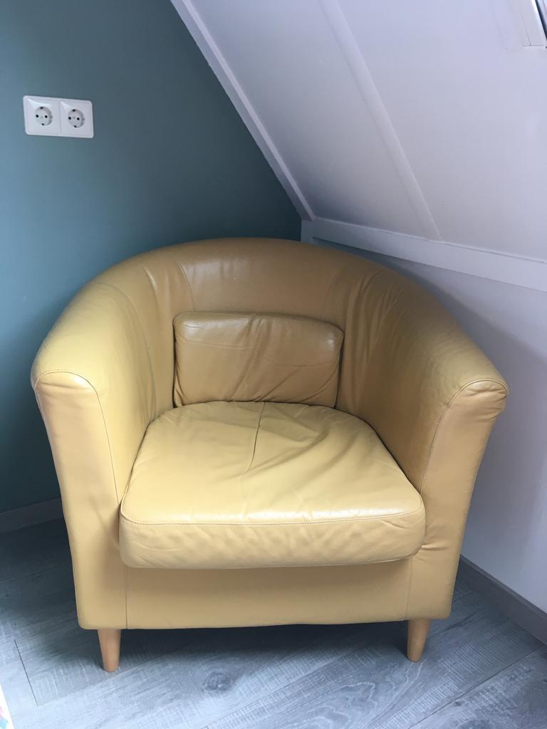 Leren kuipstoel Tullstra - Comfortabele fauteuil, Huis en Inrichting, Ophalen, Gebruikt, Leer, 75 tot 100 cm