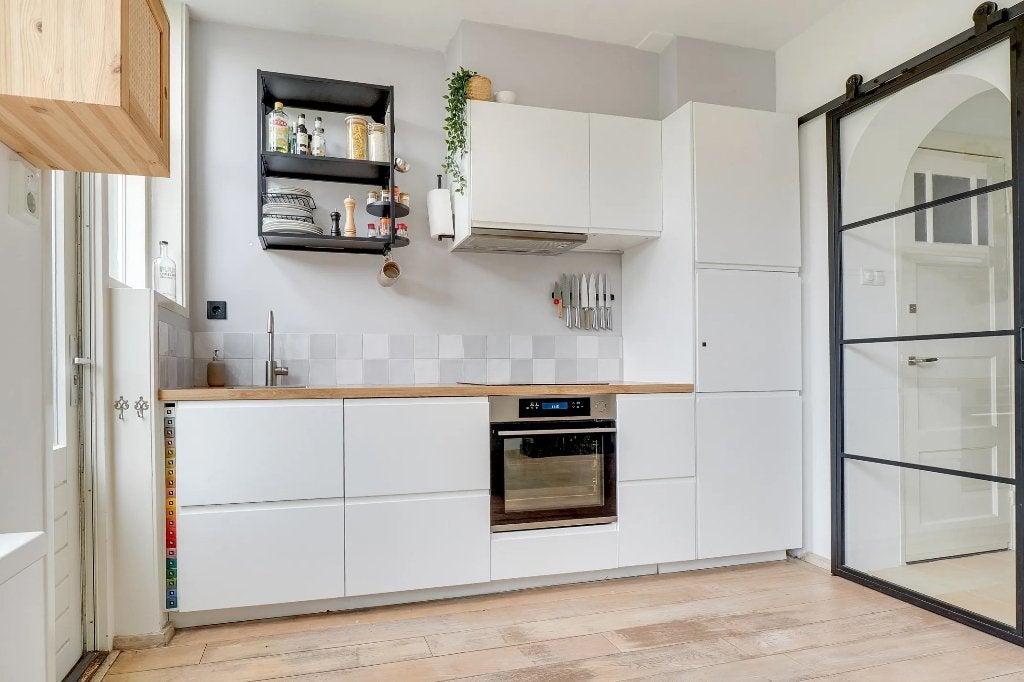 Complete witte Ikea keuken (incl. apparatuur), Ophalen, Gebruikt, Wit, Enkelwandige keuken