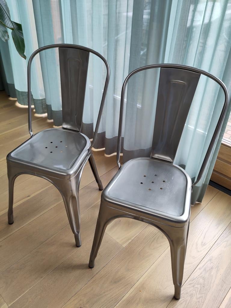 2 x originele Tolix Chaise A vernis, Huis en Inrichting, Stoelen, Gebruikt, Twee, Industrieel, Modern, Ophalen of Verzenden