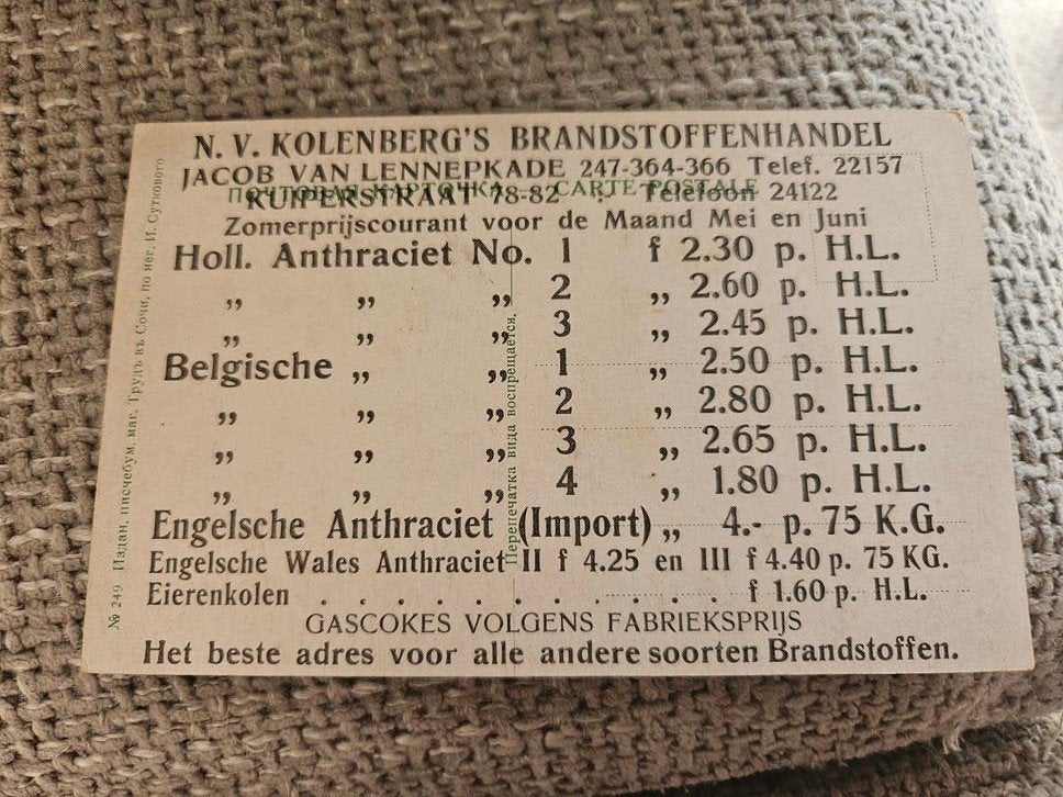 Kolenberg's brandstoffenhandel reclame, Ophalen of Verzenden