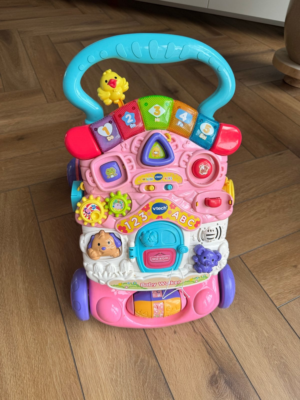 Roze VTech Baby Walker Loopauto voor Meiden - Zo goed als ni, Ophalen of Verzenden, Zo goed als nieuw, Overige typen, Met licht