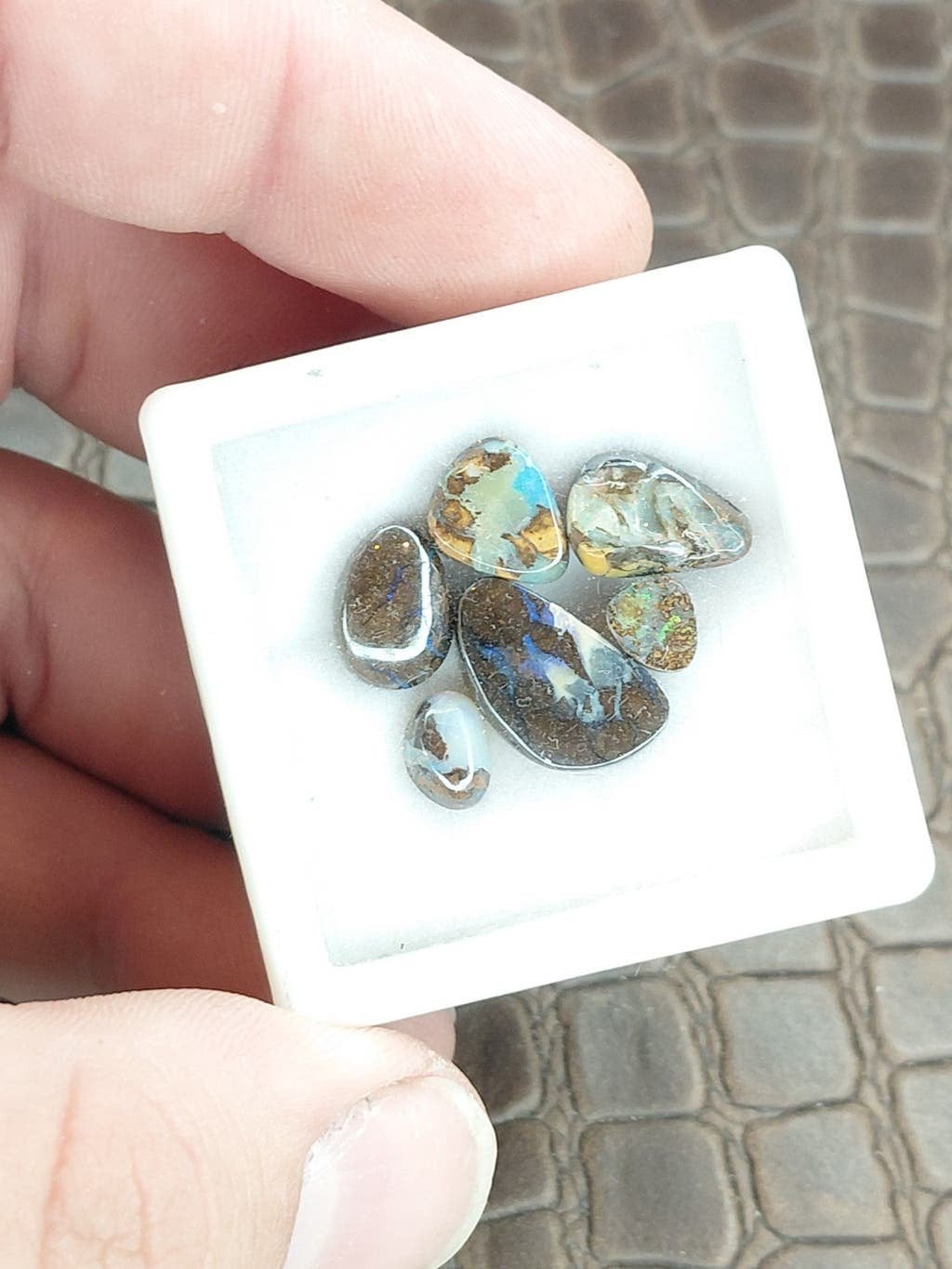 6 natuurlijke onbehandelde boulder opaal cabochons, Ophalen of Verzenden, Nieuw