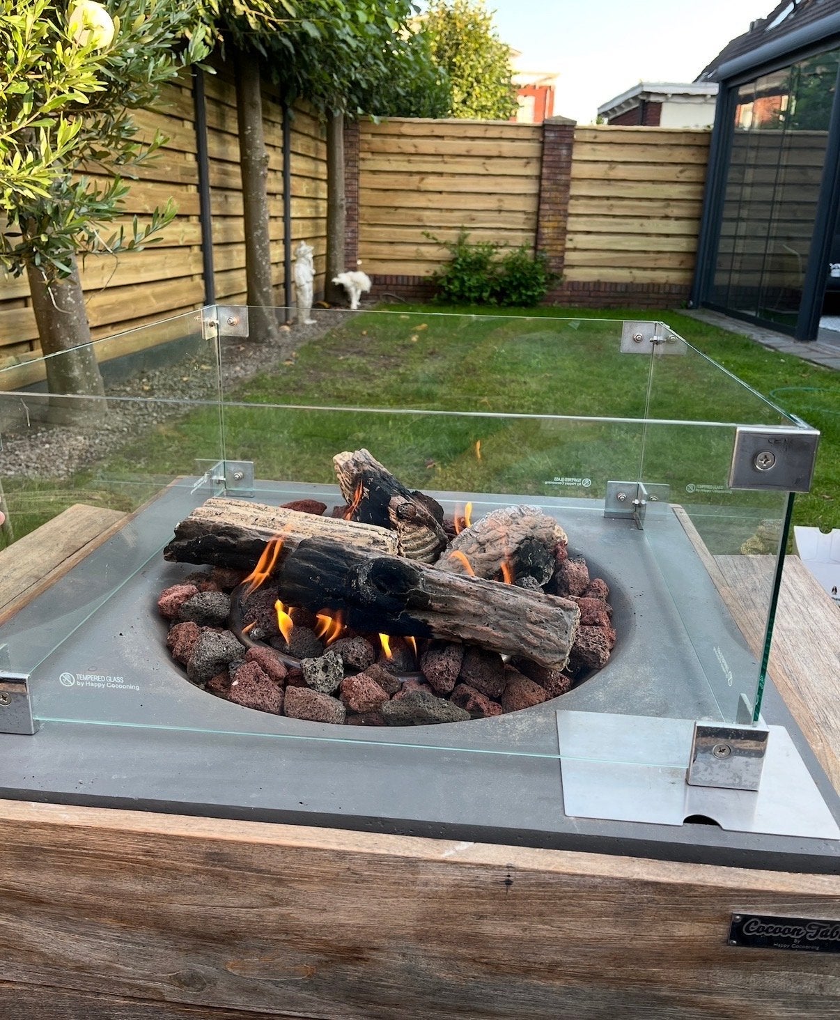 Cocoon Table vuurtafel met glazen ombouw, Ophalen, Gebruikt, Vuurkorf