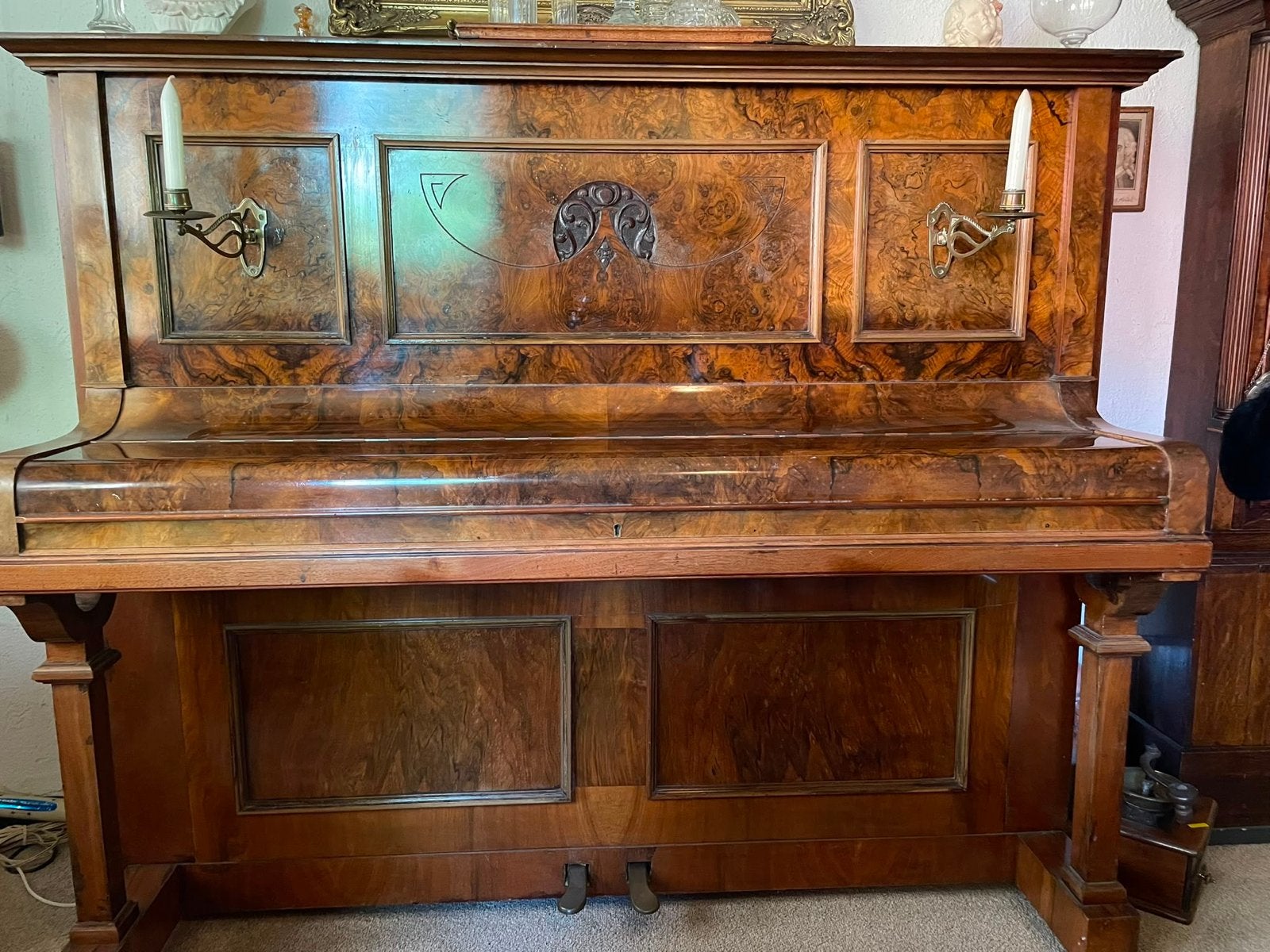 Antieke SAMES Piano - Prachtig Houten Design, Muziek en Instrumenten, Ophalen, Gebruikt, Bruin, Piano